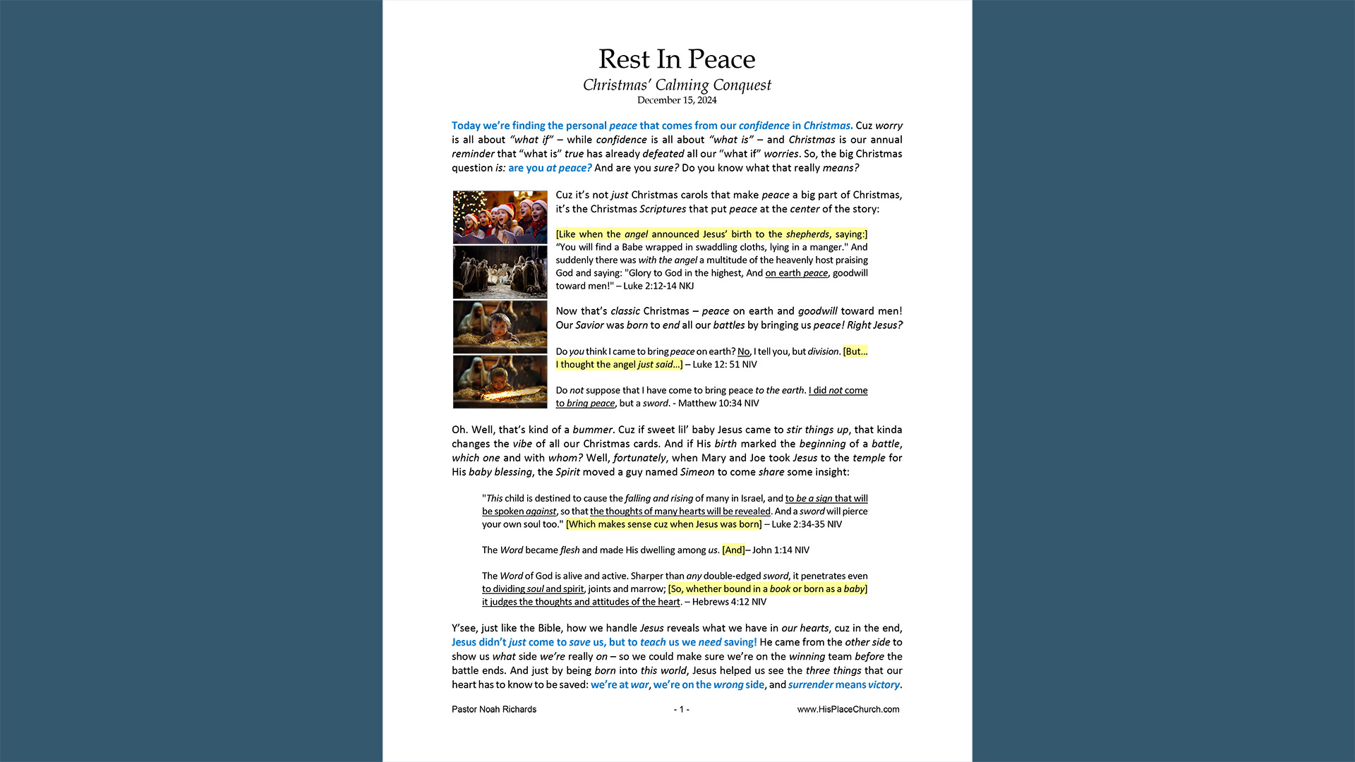 Rest in Peace: Christmas’ Calming Conquest - His Place Community Church